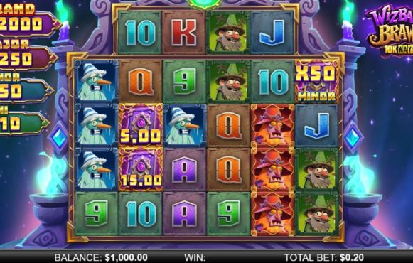 Screenshot from the New Wizbang Brawl 10k Ways Slot by ReelPlay