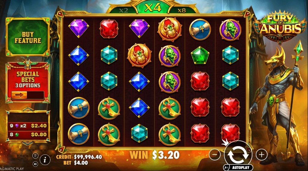 Screenshot from the New Fury of Anubis Slot by Pragmatic Play