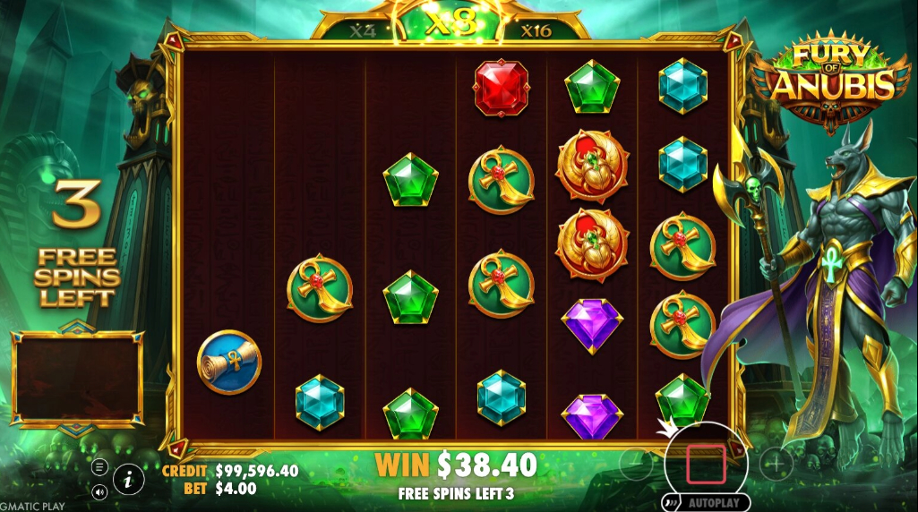 Screenshot from the Free Spins of Fury of Anubis