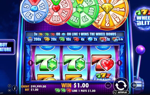 Screenshot from the new 777 Wheel Blitz slot by Pragmatic Play