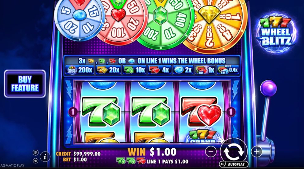 Screenshot from the new 777 Wheel Blitz slot by Pragmatic Play