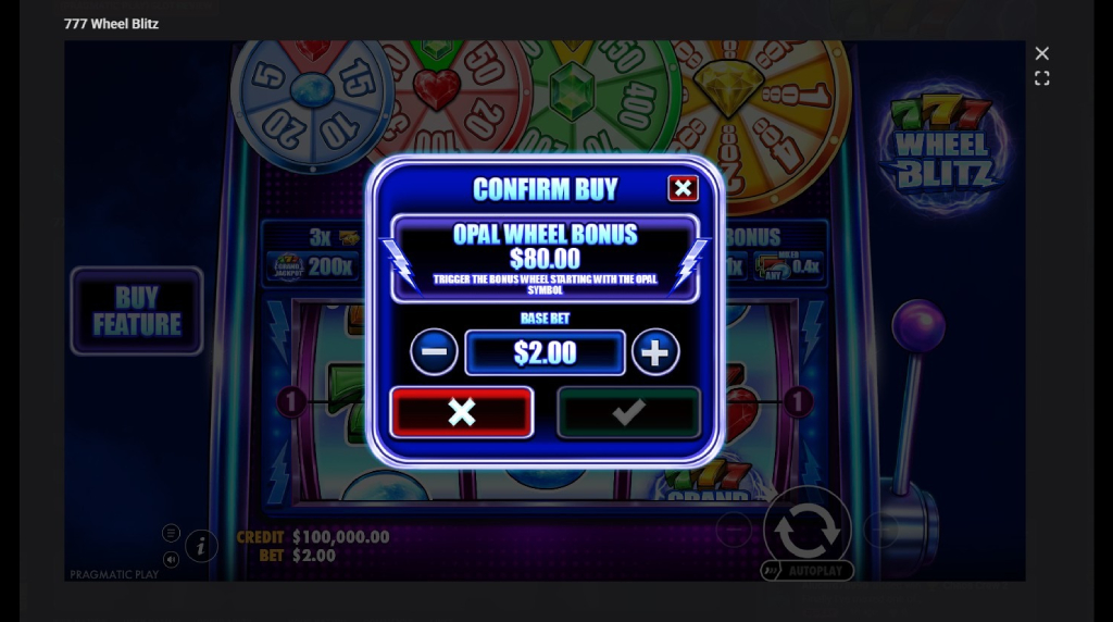Screenshot cu funcția Opal Wheel Bonus
