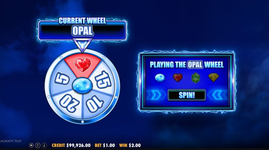 Screenshot from the Opal Wheel Feature of 777 Wheel Blitz