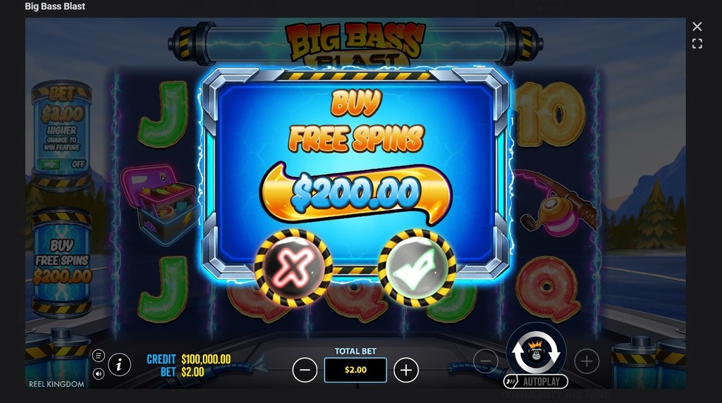 Screenshot cu funcția Cumpără Runde Gratuite a slotului Big Bass Blast 