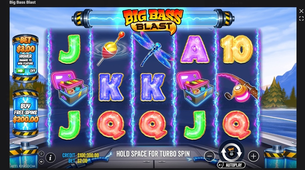 Screenshot cu noul slot Big Bass Blast dezvoltat de Pragmatic Play