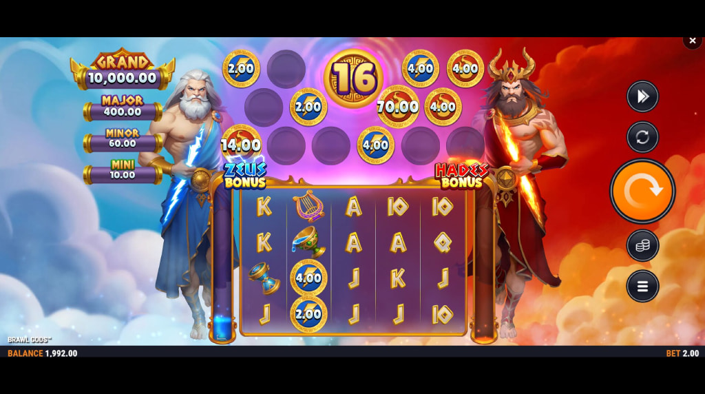 Screenshot from the New Brawl Gods Slot by Foxium
