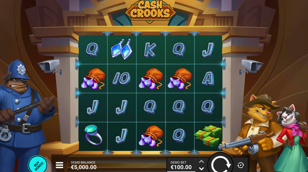 Screenshot from the New Cash Crooks Slot by Hacksaw Gaming