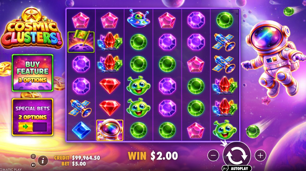 Screenshot from the New Cosmic Clusters Slot by Pragmatic Play