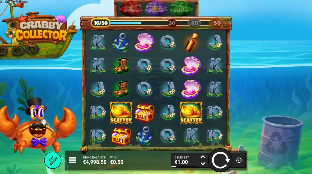 Screenshot from the New Crabby Collector Slot by Bullshark Games