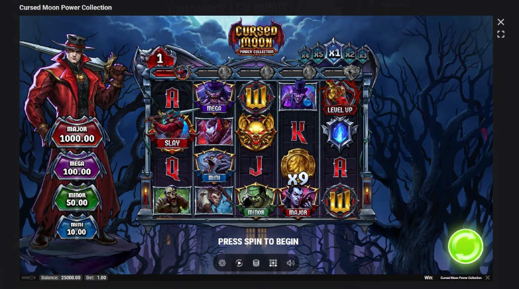 Screenshot cu noul slot Cursed Moon Power Collection dezvoltat de Play’n GO