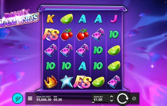 Screenshot van de nieuwe Dandy Diamonds slot van Hacksaw Gaming