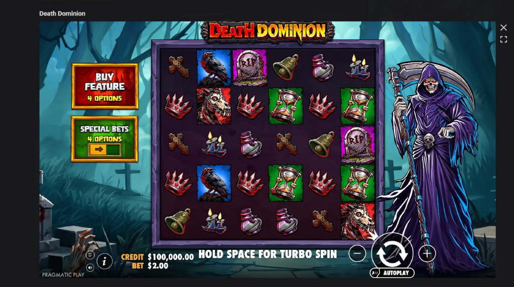 Screenshot cu noul slot Death Dominion dezvoltat de Pragmatic