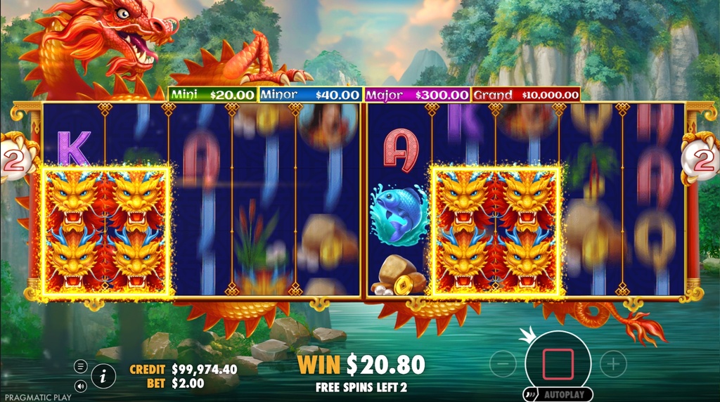 Skærmbillede af Free Spins i Dragon’s Gate Bonus Choice