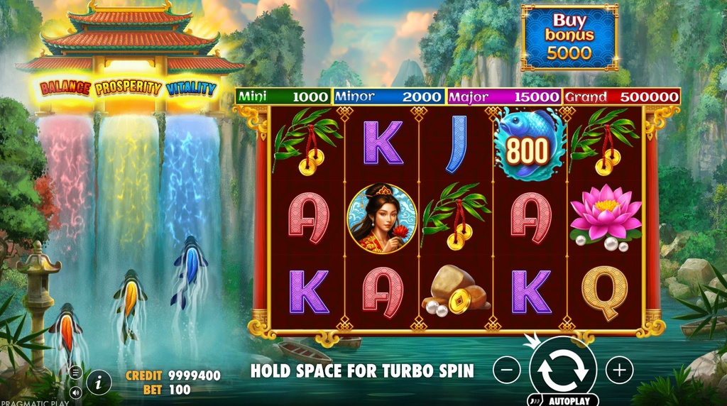 Screenshot van de nieuwe Dragon's Gate Bonus Choice slot van Pragmatic Play
