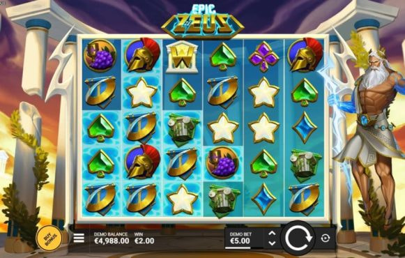 Screenshot from the new Epic Ze Zeus slot by Hacksaw Gaming