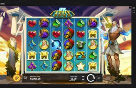 Screenshot cu noul slot Epic Ze Zeus dezvoltat de Hacksaw Gaming