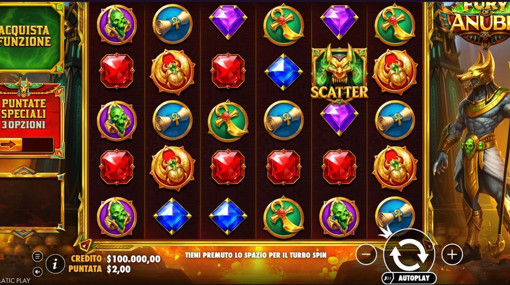 Screenshot della nuova slot Fury of Anubis di Pragmatic Play