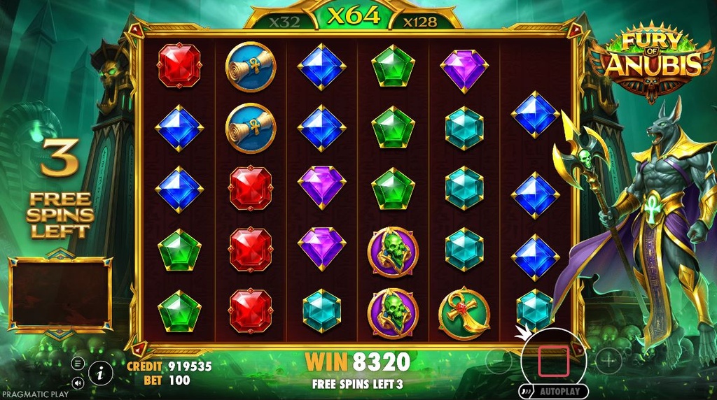 Screenshot van Fury of Anubis Gratis Spins Bonusronde