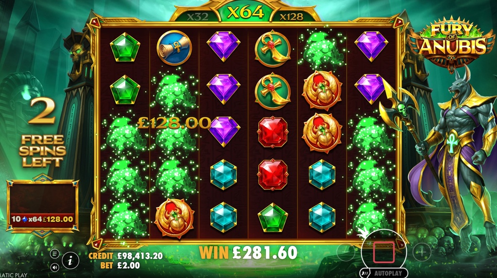 Skærmbillede af Free Spins i Fury of Anubis