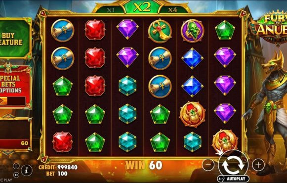 Screenshot van de nieuwe Fury of Anubis slot van Pragmatic Play