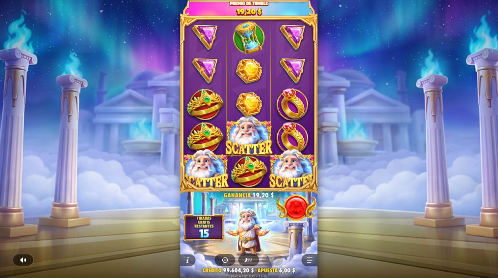 Skærmbillede af Free Spins i Gates of Olympus POP