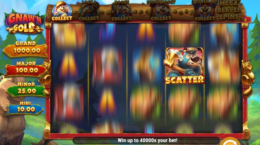 Screenshot from the Beaver Spins Feature of Gnaw'n Gold
