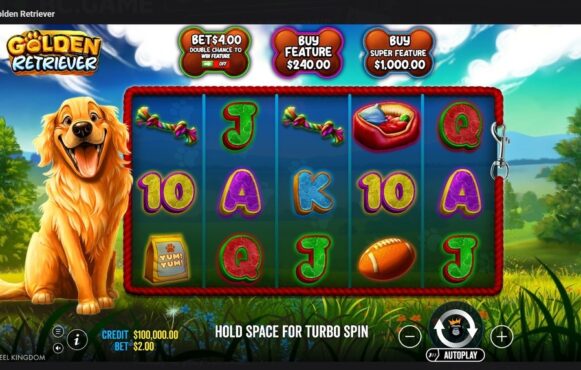 Screenshot cu noul slot Golden Retriever dezvoltat de Pragmatic