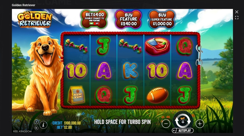 Screenshot cu noul slot Golden Retriever dezvoltat de Pragmatic
