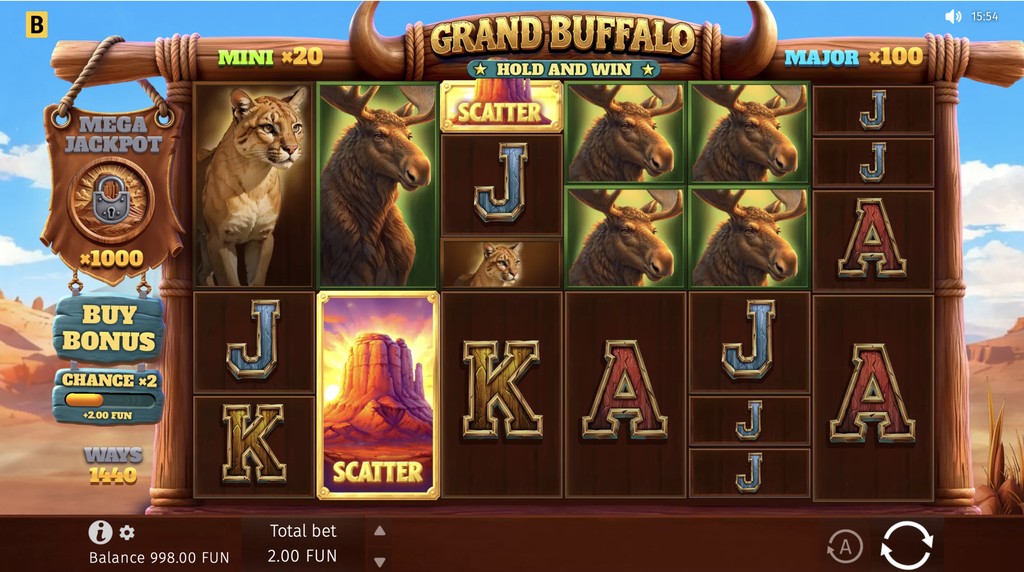 Screenshot from the Grand Buffalo Hold and Win by BGaming game