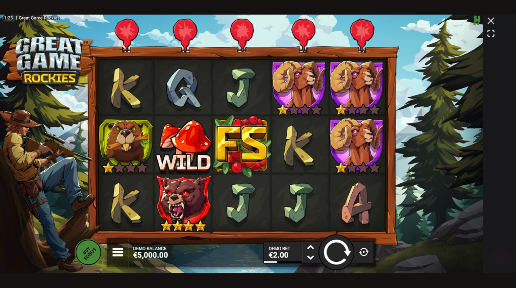 Screenshot della nuova slot Great Game Rockies di Hacksaw Gaming