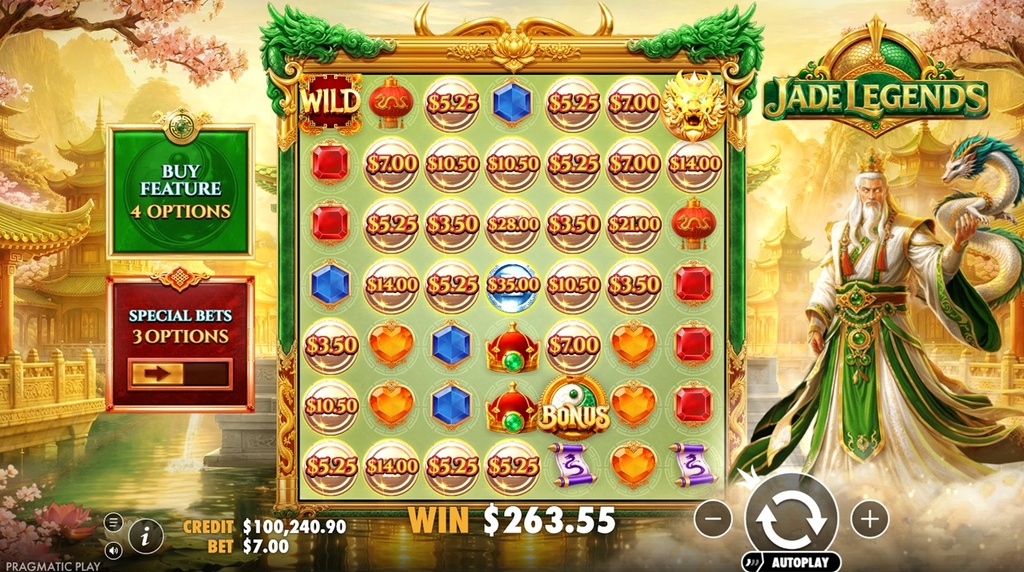 Screenshot fra den Nye Jade Legends Slot af Pragmatic Play