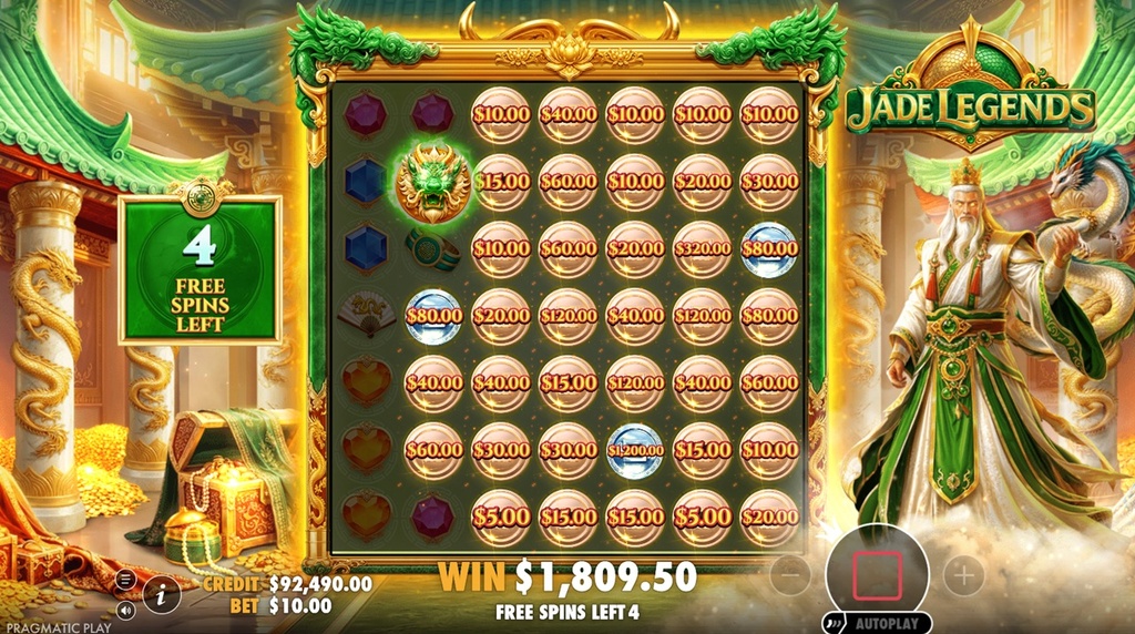 Skærmbillede af Free Spins i Jade Legends