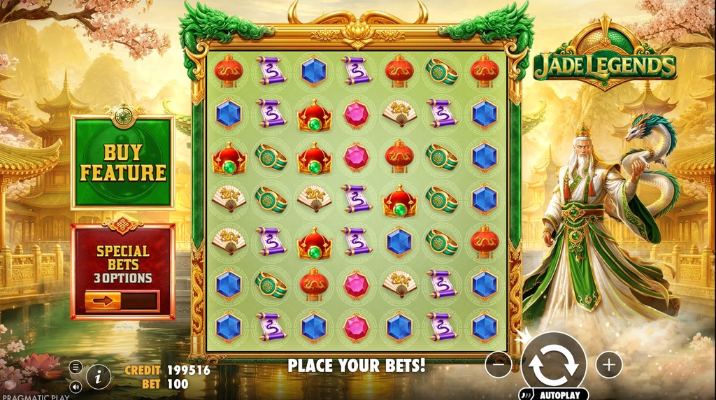 Screenshot van de nieuwe Jade Legends slot van Pragmatic Play