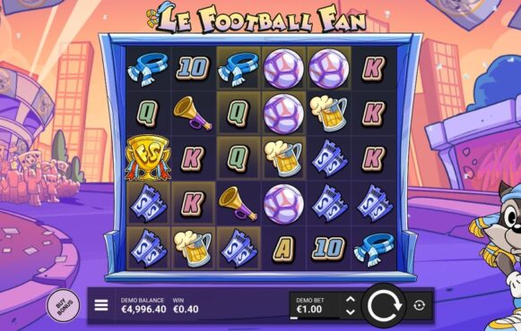 Screenshot from the New Le Football Fan Slot by Hacksaw Gaming