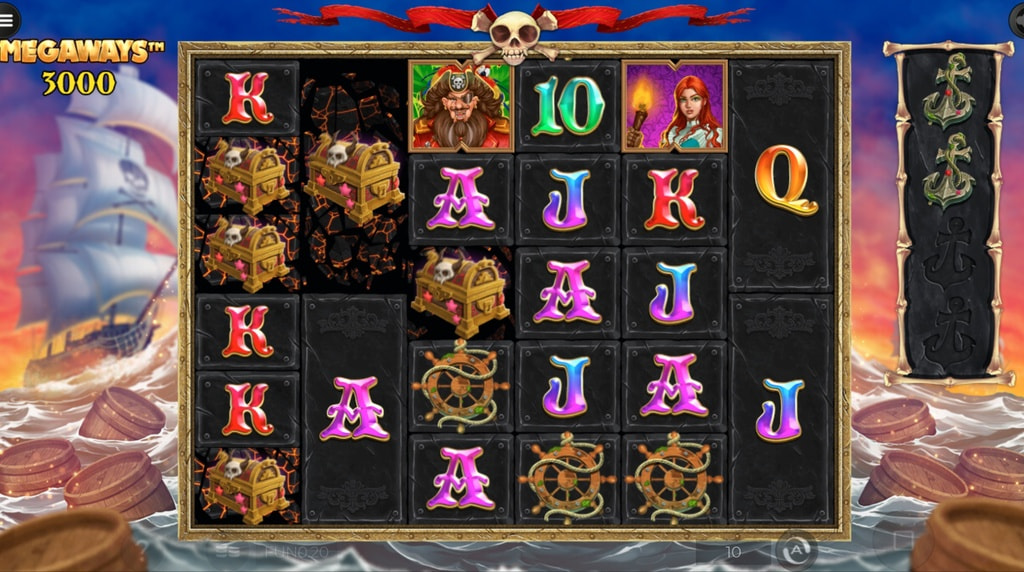 Screenshot fra Pirate Kingdom Megaways spilleautomaten fra Iron Dog Studio