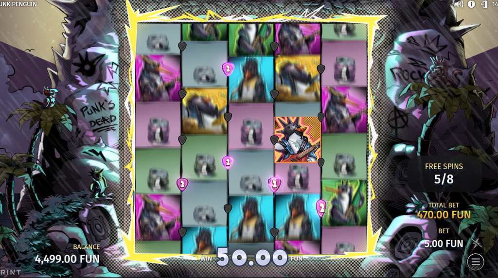 Screenshot from the Free Spins of Punk Penguin