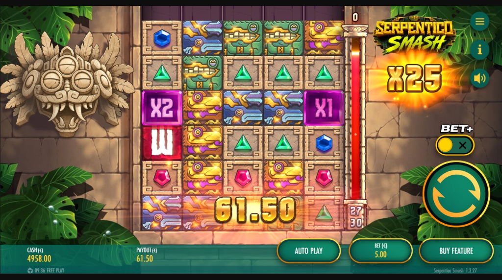 Screenshot from the New Serpentico Smash Slot by Thunderkick