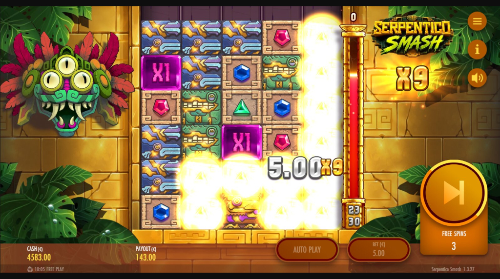 Screenshot from the free spins of Serpentico Smash