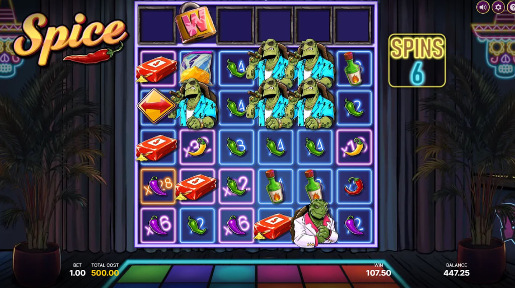 Screenshot van de Spice Super Bonusronde