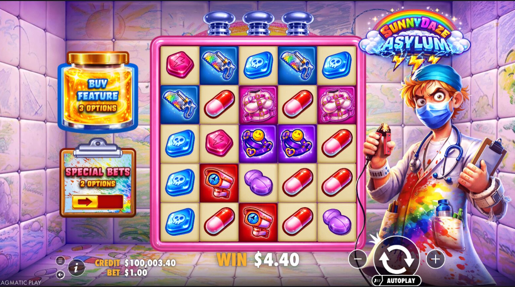 Screenshot from the New Sunnydaze Asylum Slot by Pragmatic Play