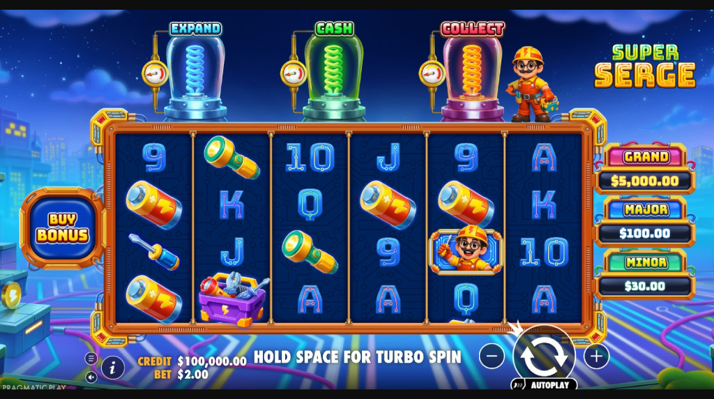 Screenshot della nuova slot Super Serge di Pragmatic Play