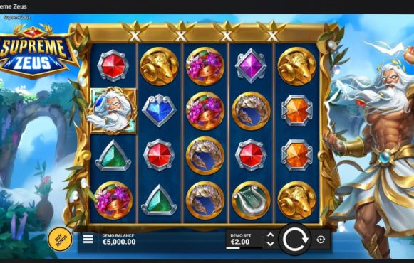 Screenshot cu noul slot Supreme Zeus dezvoltat de Hacksaw Gaming