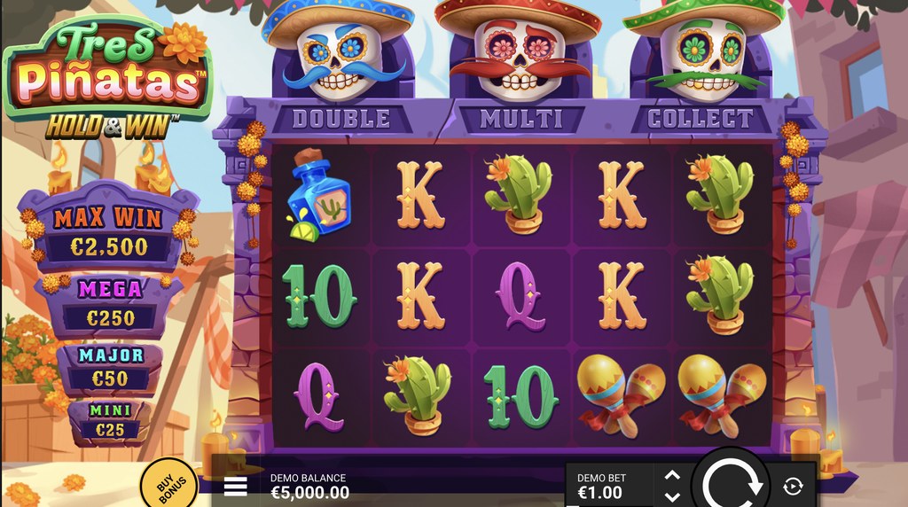 Screenshot from the New Tres Pinatas Hold & Win Slot by Hacksaw Gaming
