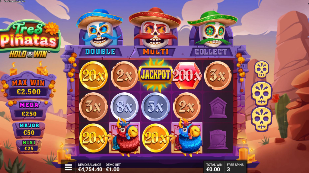 Screenshot van Tres Pinatas Hold & Win Sphere Factor Bonusronde