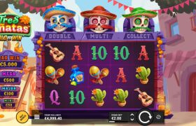 Screenshot van de nieuwe Tres Pinatas Hold & Win slot van Hacksaw Gaming
