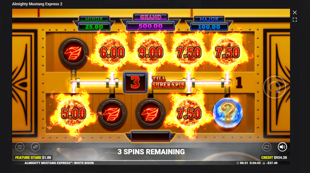 Screenshot cu activarea jocului bonus Almighty Mustang Express 2 slot