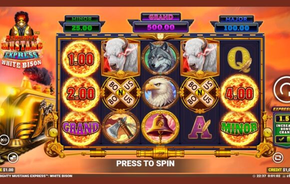 Screenshot della nuova slot Almighty Mustang Express 2 di Blueprint Gaming
