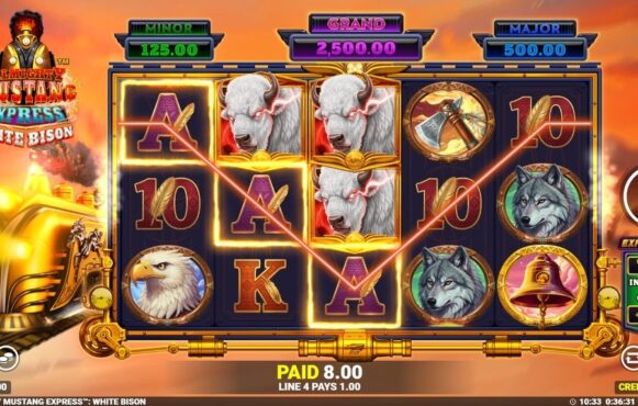 Screenshot from the New Almighty Mustang Express 2 Slot by Blueprint Gaming