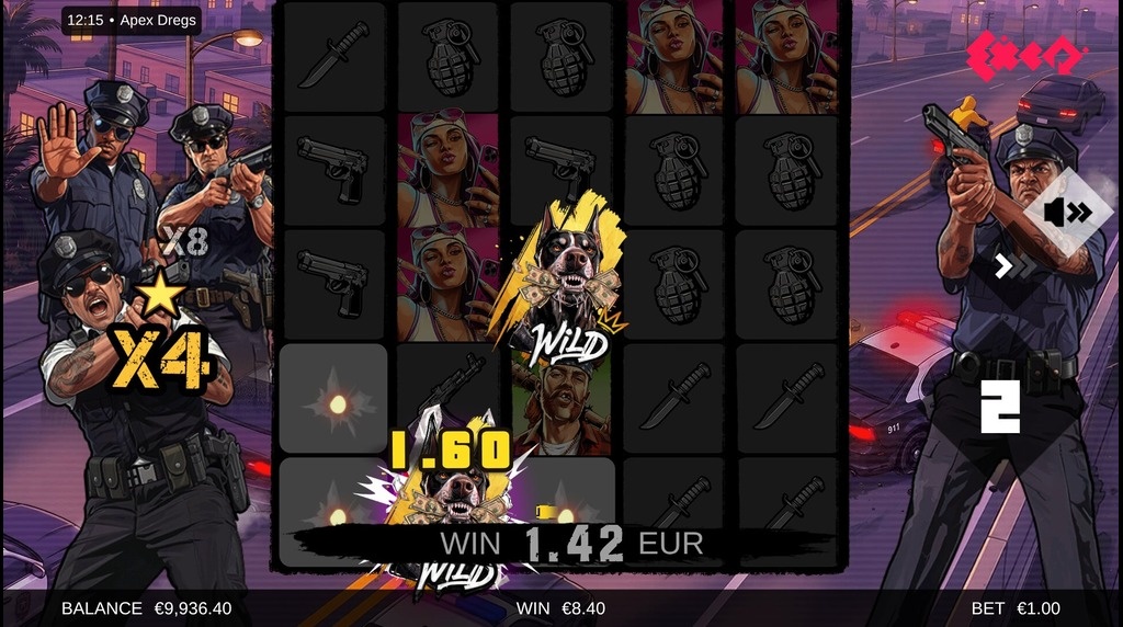 Screenshot from the Free Spins Bonus Round of Apex Dregs