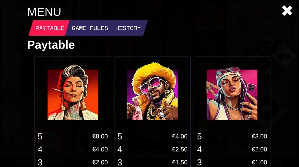 Screenshot from the Paytable of Apex Dregs